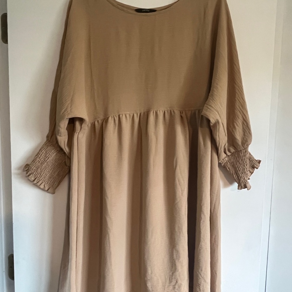 Elegant Tan Midi Dress